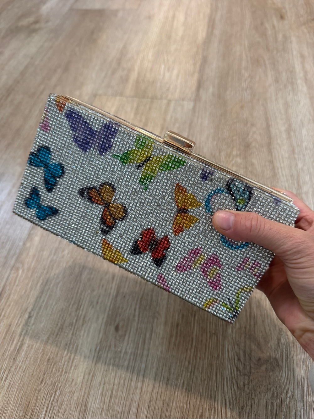 Urban Expressions Butterfly Embellished Clutch - White Multicolor